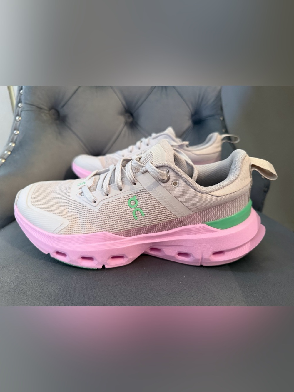 On Cloudnova Women's Athletic Shoes in Light Gray & Pink